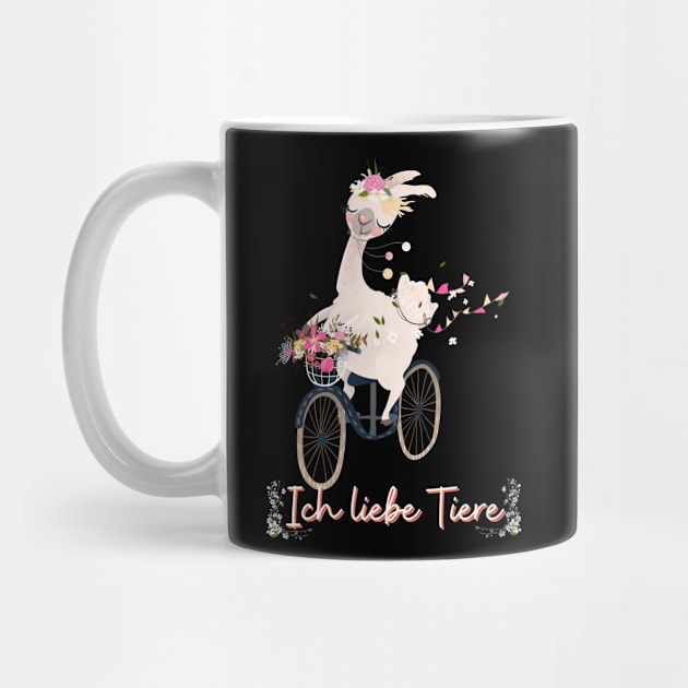 Alpaka Fahrrad Liebe Tiere Prinzessin Blumen Süß.png by Maggini Art